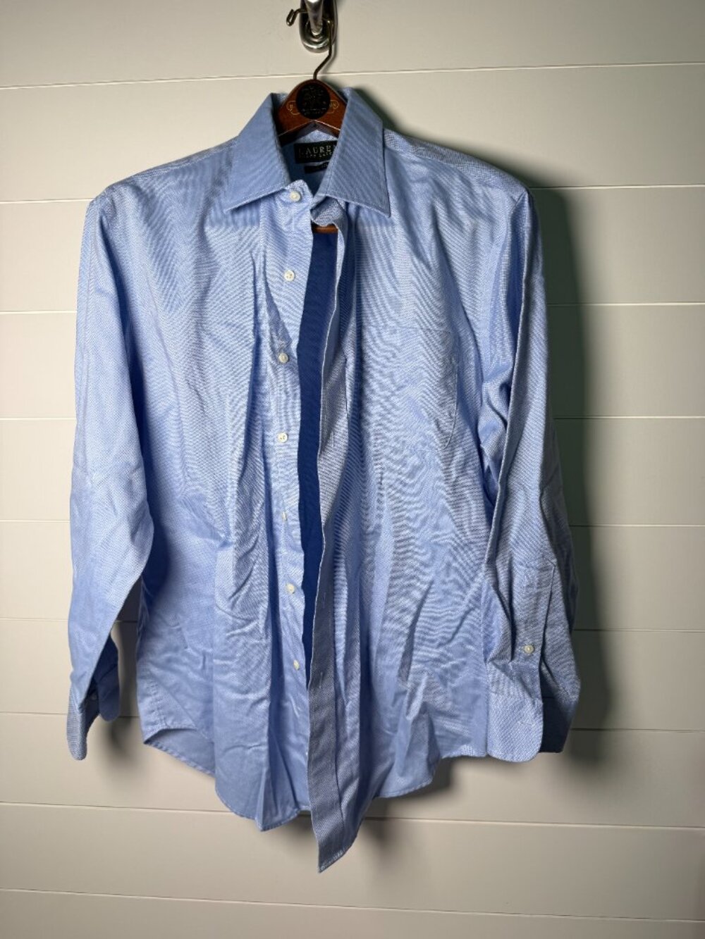 Lauren Ralph Lauren Blue Button Up Long Sleeve Dress Shirt Non-Iron 16 1/2 32-33